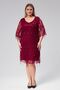Plus Size V-Neck Fringe Sequin Embroidered Evening Dress-BURGUNDY