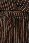 Women's Elastic Waist, Loose Legs, Striped Patterned Brown Pants - 2