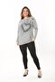 Women's Plus Size Gray Wool Viscose Blouse with Stone Detail on the Front 65N37501 - 6