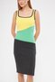 Women's Midi Dress - Square Collar, Slit, Block Sleeveless - 5