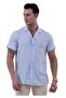 Light Blue Natural Viscose Breathable Hawaiian Relaxed Fit Short Sleeve Summer Shirt - 2