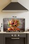 Flower Basket Pattern Glass Stove Back Protector, Kitchen Built-In and Countertop Protection, Tempered and Rated - 2