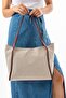 Burgundy Detailed Canvas Shoulder Bag with Strap - 3
