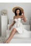 White Scallop Fabric Thin Straps Tie-Up White Dress with Glops Graduation Dress & Evening Dress - 4