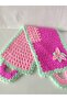 Hand Knitted Long Washcloth Dowry Rectangular Floral Washcloth