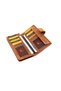 Brown Unisex Placket Vintage Crazy Genuine Leather Wallet Card Holder - 5