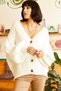 Women's Ecru Chunky Braid Knitwear Cardigan HRK-19000082