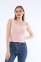 Women's Pink Sleeveless Blouse Thick Strap Athlete Slim Summer Square Collar Knitwear - 2