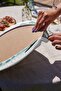 2-Piece White Floor Blue Butterfly Motif Digital Printed Modern Round Plate & Placemat - 4