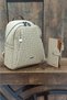 Women's Sand Tan Backpack and Wallet Combination