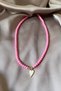 Pink Glass Bead Heart Pendant Necklace - 2