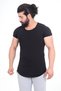 Theone Men's Black Dirty Collar Dirty Sleeve Skirt Oval T-shirt