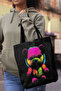 Colorful Teddy Bear Black Unisex Canvas Bag Gabardine Canvas - 4