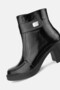 Women's Black Patent Leather Genuine Natural Leather Thick Heel Boots & Booties - 6