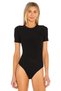 Women's Black Short Sleeve Silk Jersey Bodysuit - 2