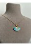Vintage Gold Enamel Fan Necklace