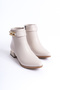 Daily Women's Boots with Stone Pearl Heels Beige - 8
