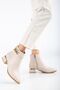 Daily Women's Boots with Stone Pearl Heels Beige - 5