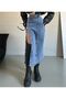 Women's Buttoned Front Maxi Length Snow Wash Lycra Denim Skirt - 4