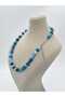 Blue Agate Natural Stone Necklace (6 mm and 8 mm) Design - 3
