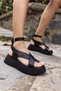 ZOEY WOMEN'S BLACK Flip-Flop Detail Genuine Leather Sandals - 6