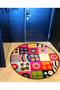 Mira Round Multicolor Patchwork Patterned Woven Base Decorative Carpet 5727 - 4