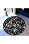 Mira Round Black and White Ethnic Patterned Woven Base Decorative Carpet 5729