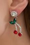 Women's Cherry Necklace Model Elegant Crystal Stone Hanging Daily Evening Dress Wedding Party Gift Earrings - 5