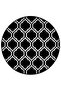 Mira Round Black and White Geometric Patterned Woven Base Decorative Carpet 5739 - 2