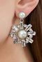 Women's Pamela Pearl Stone Silver Model Crystal Daily Evening Dress Wedding Party Bridal Henna Promise Gift Prom Earrings - 4