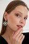Women's Pamela Pearl Stone Silver Model Crystal Daily Evening Dress Wedding Party Bridal Henna Promise Gift Prom Earrings - 5