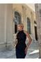 Women's Black Imported Lace Fabric Sequined Feather And Pearl Detail Lined Designer Dress - 3