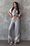 Gray Lace-Up Linen Trousers
