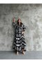 Women's Shirt Dress Black Belted Long Sleeve Hijab - 3