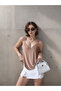 Women's Beige Rope Strap Lace Stylish Blouse - 4