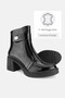Women's Black Patent Leather Genuine Natural Leather Thick Heel Boots & Booties - 3