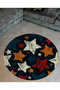 Multicolored Star Patterned Round Woven Base Modern Decorative Carpet 6070 - 2