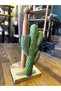 Wooden Carved Napkin Holder Paper Roll Towel Holder Cactus Patterned Mint Green - 5