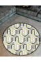 Light Tone Geometric Patterned Round Woven Base Modern Decorative Carpet 6082 - 2