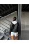 Hooded Black Gray Leather Jacket - 2