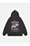 Women's Kinder Planet Printed Hooded Fleece Oversize Sweatshirt - 2