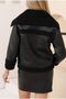 Women's Black Full Fur Ring Zippered Back Plush Detail Fur Biker Faux Coat Jacket - 8