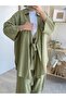 Women's Linen Khaki Kimono Shirt - 3