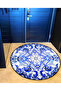Mira Round Blue White Patterned Woven Base Decorative Carpet 5735 - 3