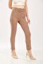 Women's Thick Belted High Waist Fabric Trousers - 6