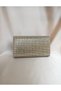 Women's Gold Stone Mini Box Clutch Portfolio Wedding Engagement Special Evening Bag - 2