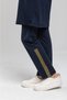 Women's Navy Blue Glitter Striped Two Thread Hijab Top and Bottom Set - 3