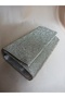 Women's Silver Stone Mini Box Clutch Portfolio Wedding Engagement Special Evening Bag - 3