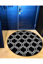 Mira Round Black and White Geometric Patterned Woven Base Decorative Carpet 5739 - 4