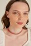 Women's Red Pastel Crystal Zircon Stone 4 Row Model Collar Silver Choker Evening Dress Necklace Prom Choker - 8
